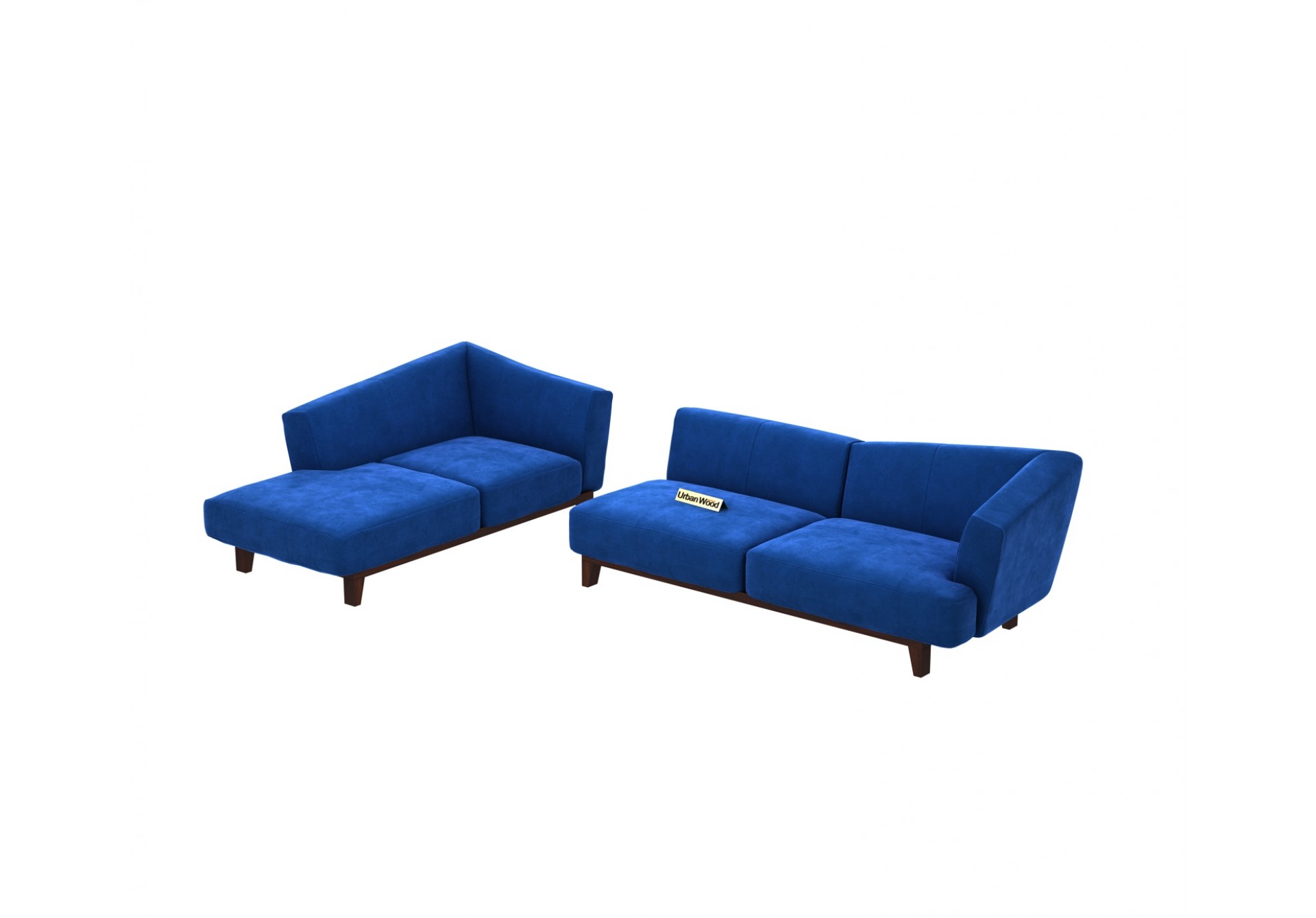 Keller L-Shaped Left Aligned Sofa ( Velvet, Sapphire blue )