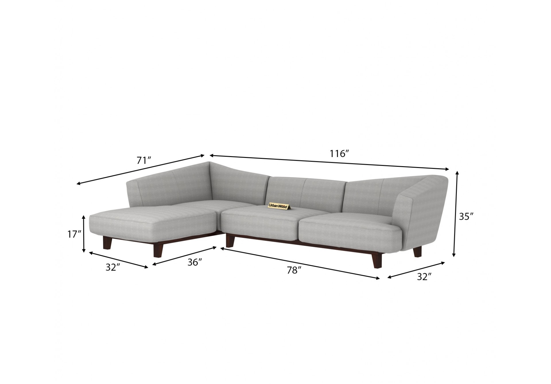 Keller L-Shaped Left Aligned Sofa ( Cotton, Steel grey )