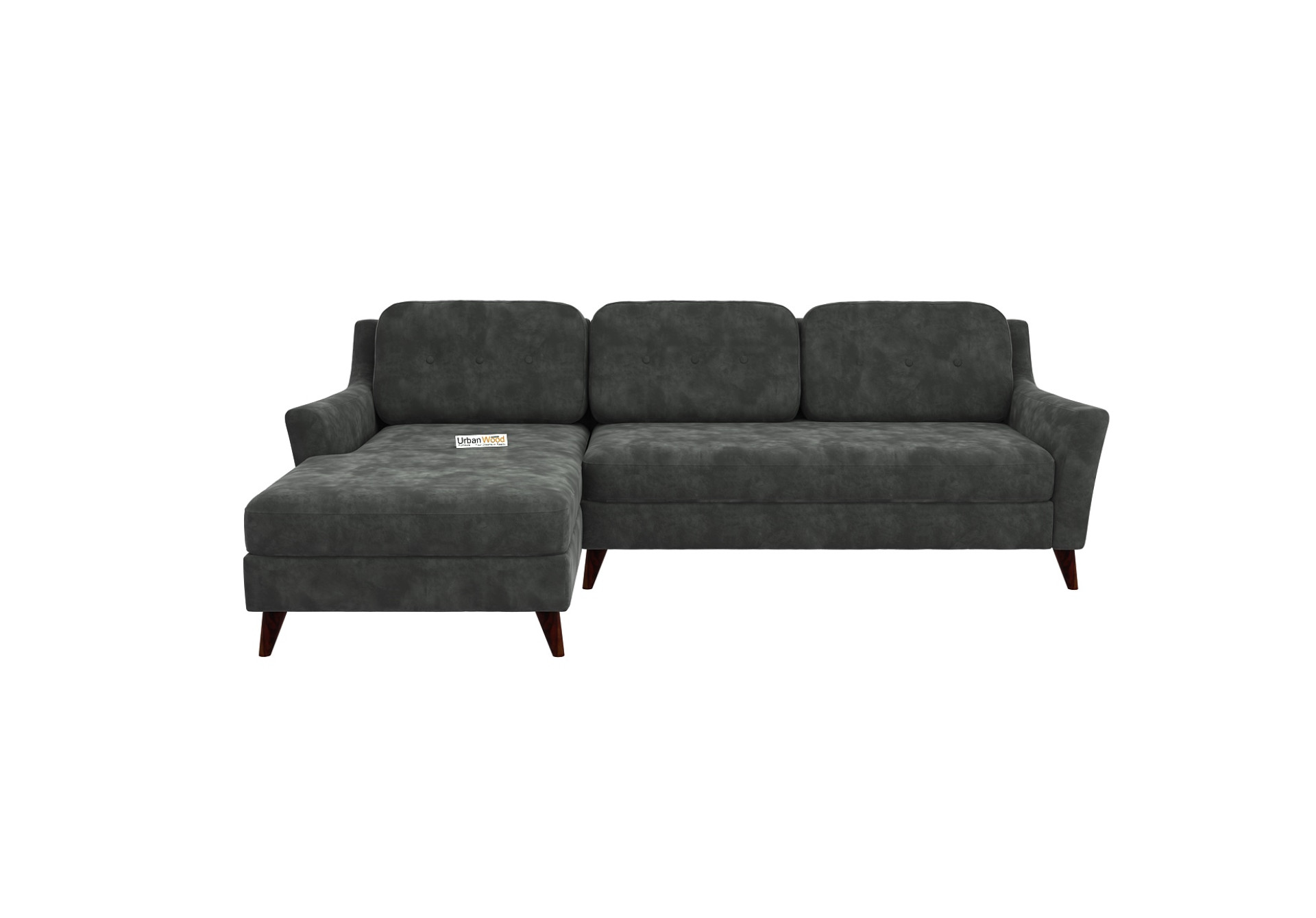Keller L-Shaped Left Aligned Sofa ( Velvet, Stone grey )