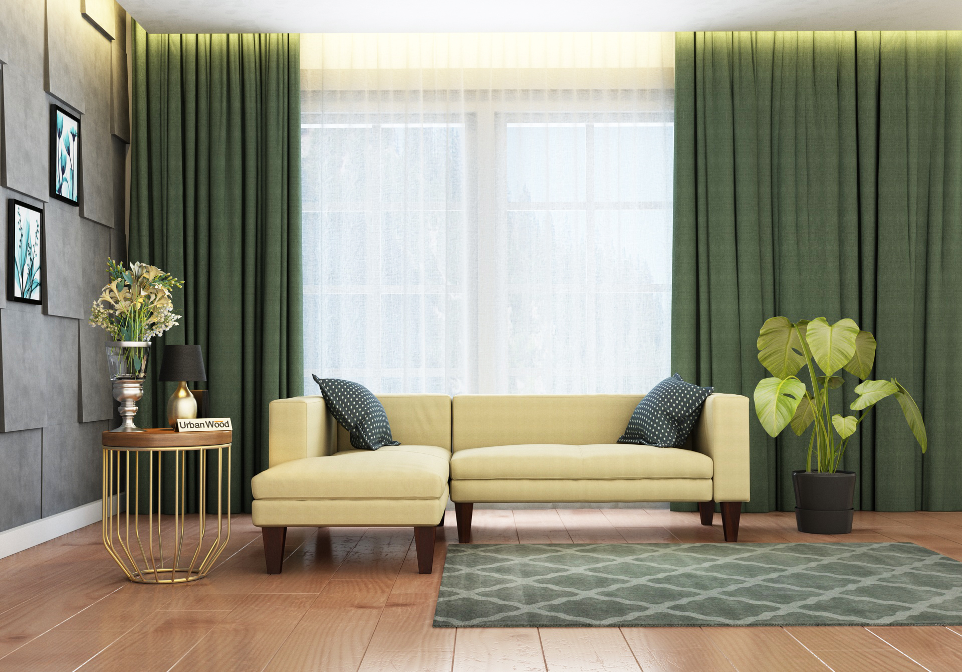 Parker L-Shaped Left Aligned Sofa ( Cotton, Sepia cream )