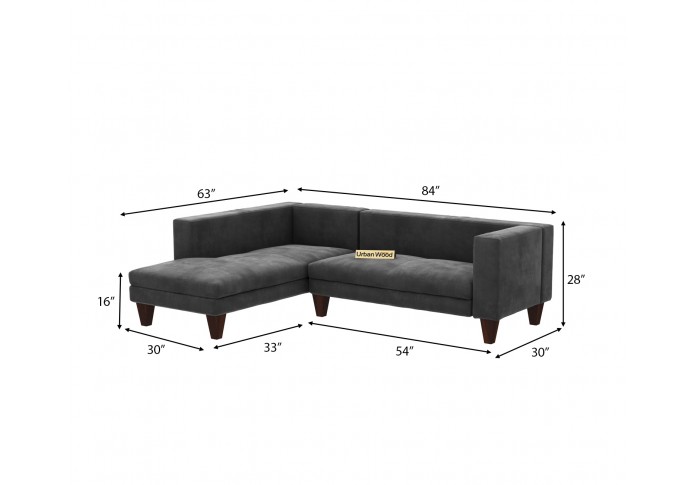 Parker L-Shaped Left Aligned Sofa ( Velvet, Stone grey )