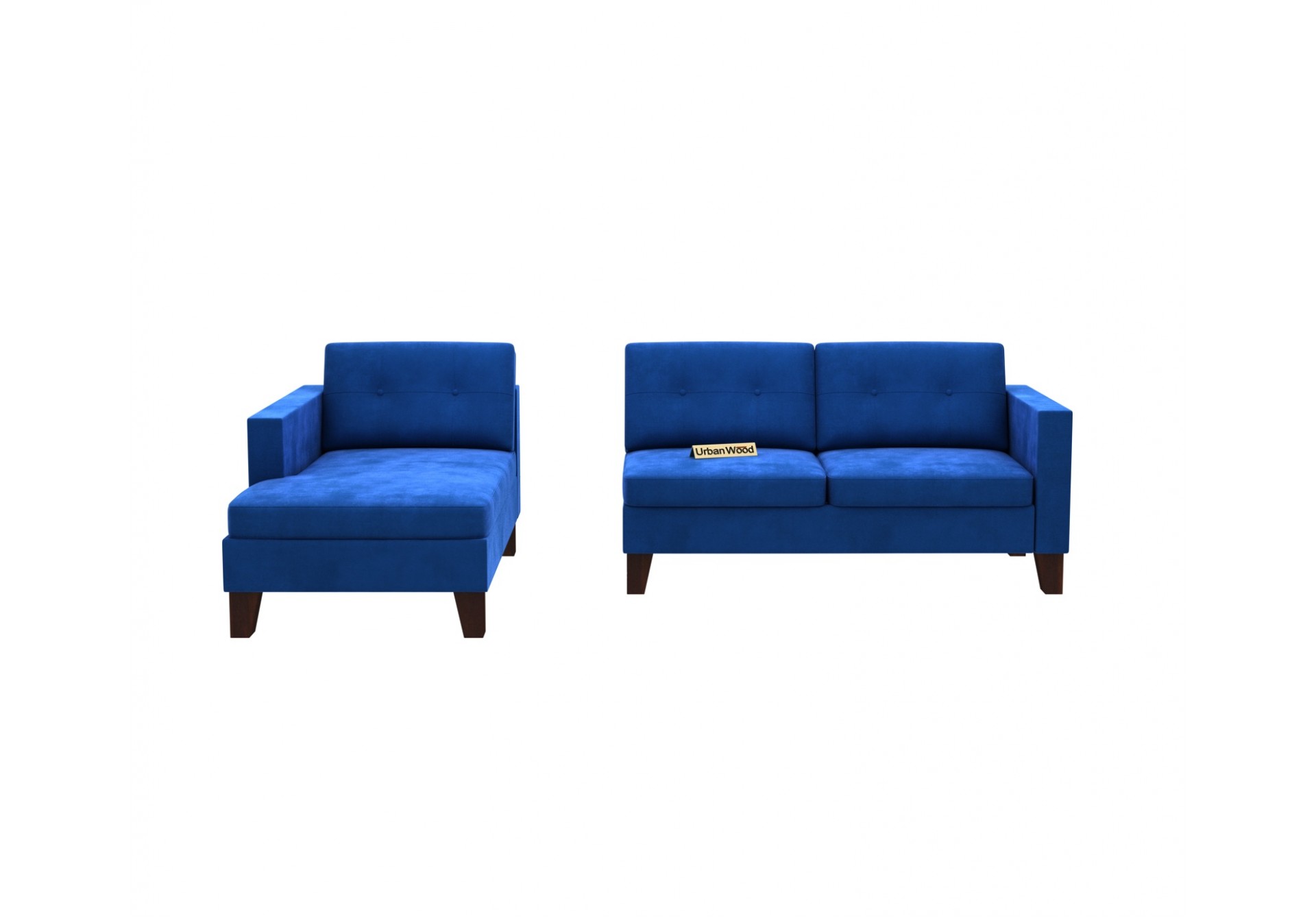 Paul L-Shaped Left Aligned Sofa ( Velvet, Sapphire blue )