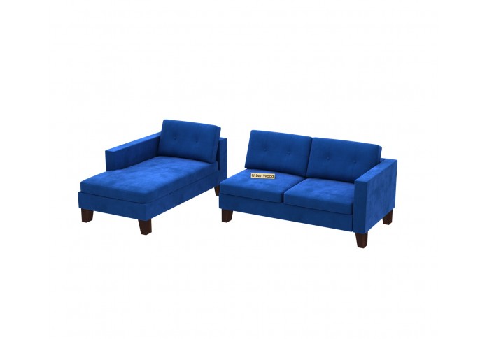 Paul L-Shaped Left Aligned Sofa ( Velvet, Sapphire blue )