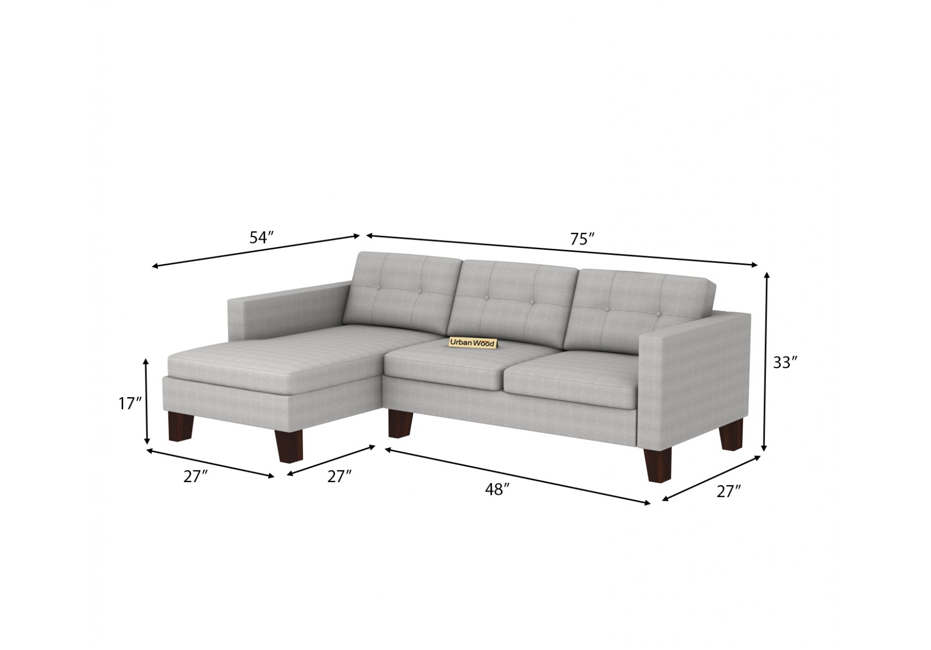 Paul L-Shaped Left Aligned Sofa ( Cotton, Steel gray )