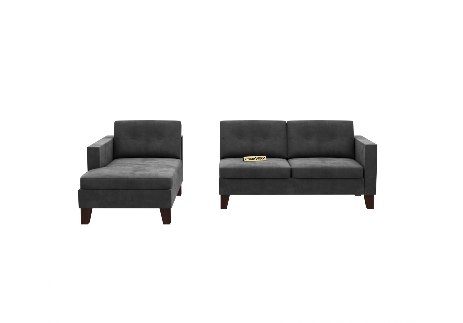 Paul L-Shaped Left Aligned Sofa ( Velvet, Stone grey )