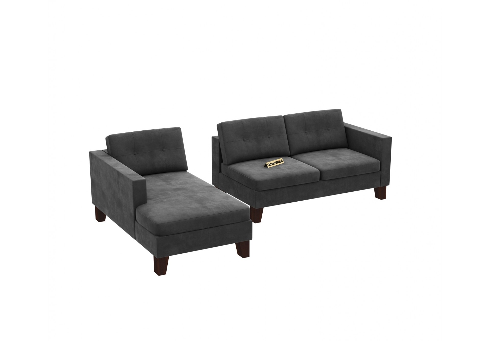 Paul L-Shaped Left Aligned Sofa ( Velvet, Stone grey )