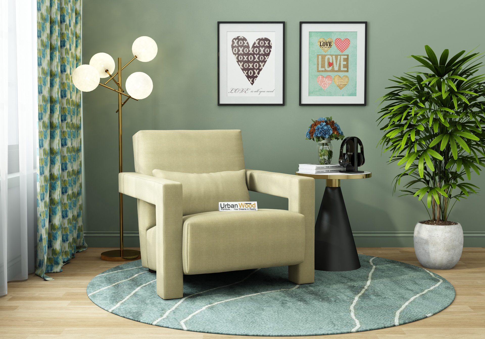 Birdie Lounge Chairs (Fabric, Sepia Cream)
