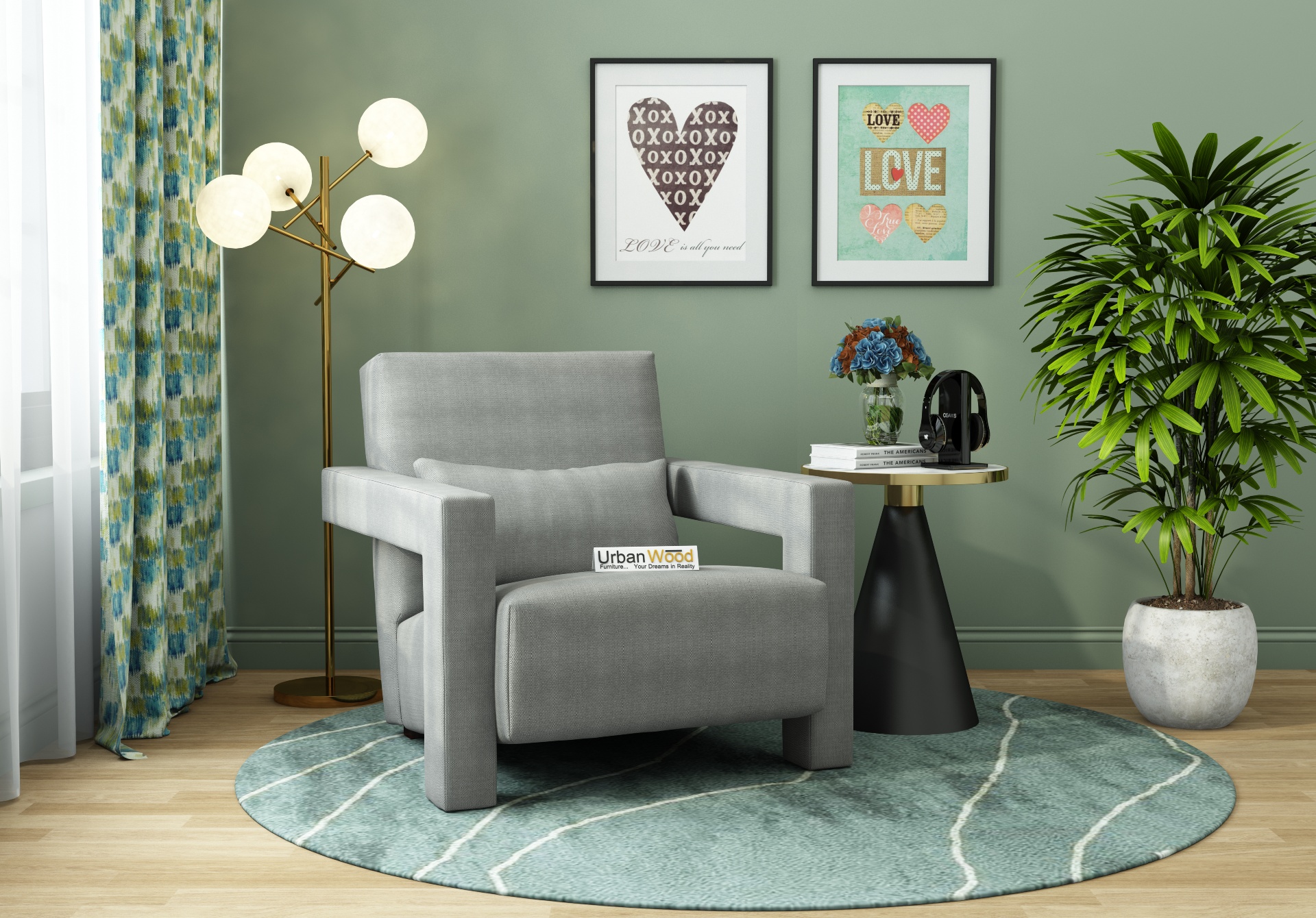 Birdie Lounge Chairs (Fabric, Steel Grey)