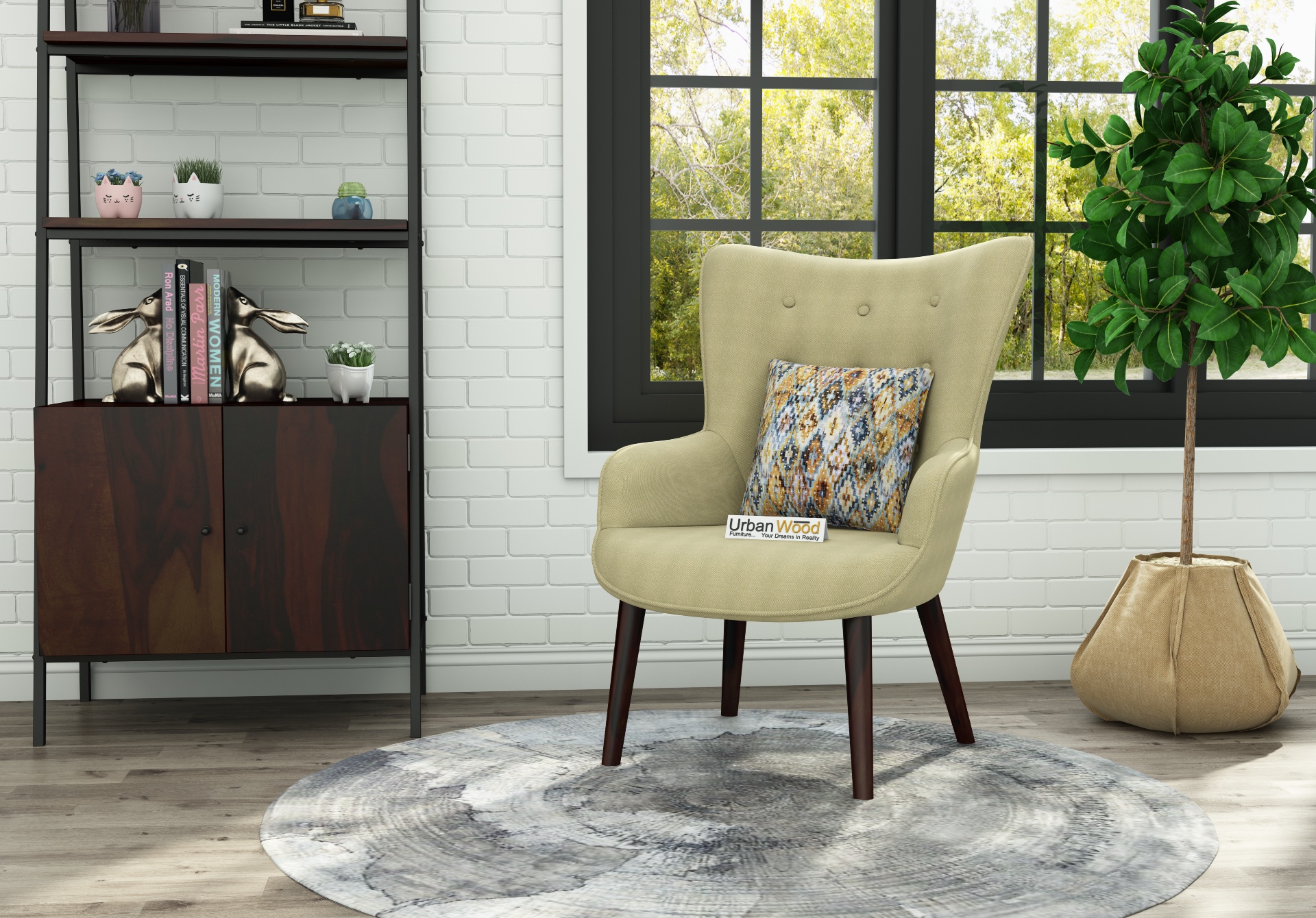 Fascia Lounge Chairs (Fabric, Sepia Cream)