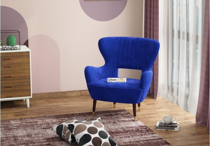 Fount Lounge Chairs (Velvet, Sapphire Blue)