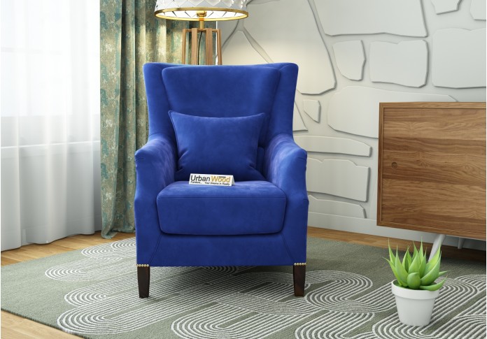 Monarch Lounge Chair (Velvet, Sapphire Blue)