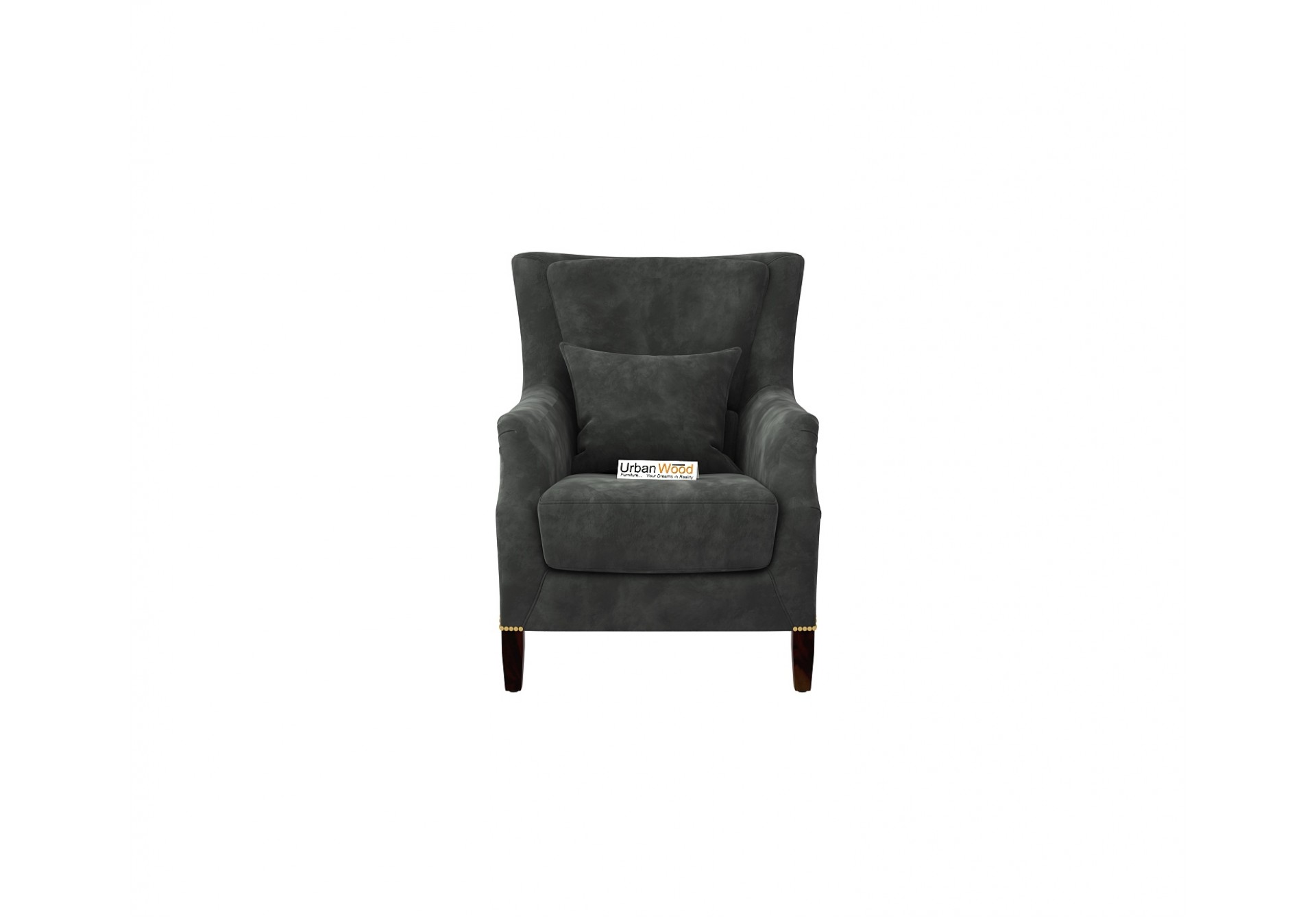 Monarch Lounge Chair (Velvet, Stone Grey)