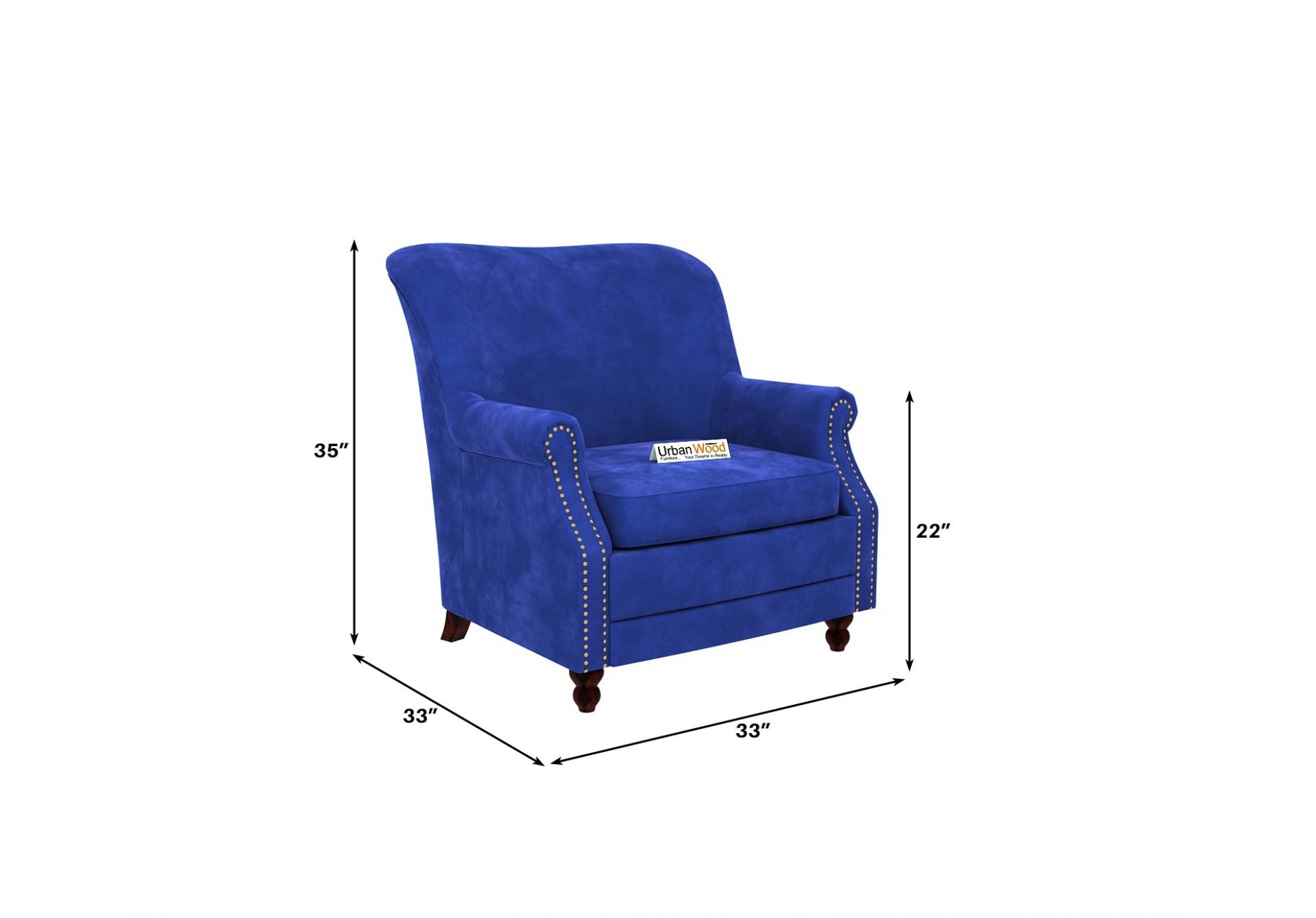 Murk Lounge Chair (Velvet, Sapphire Blue)