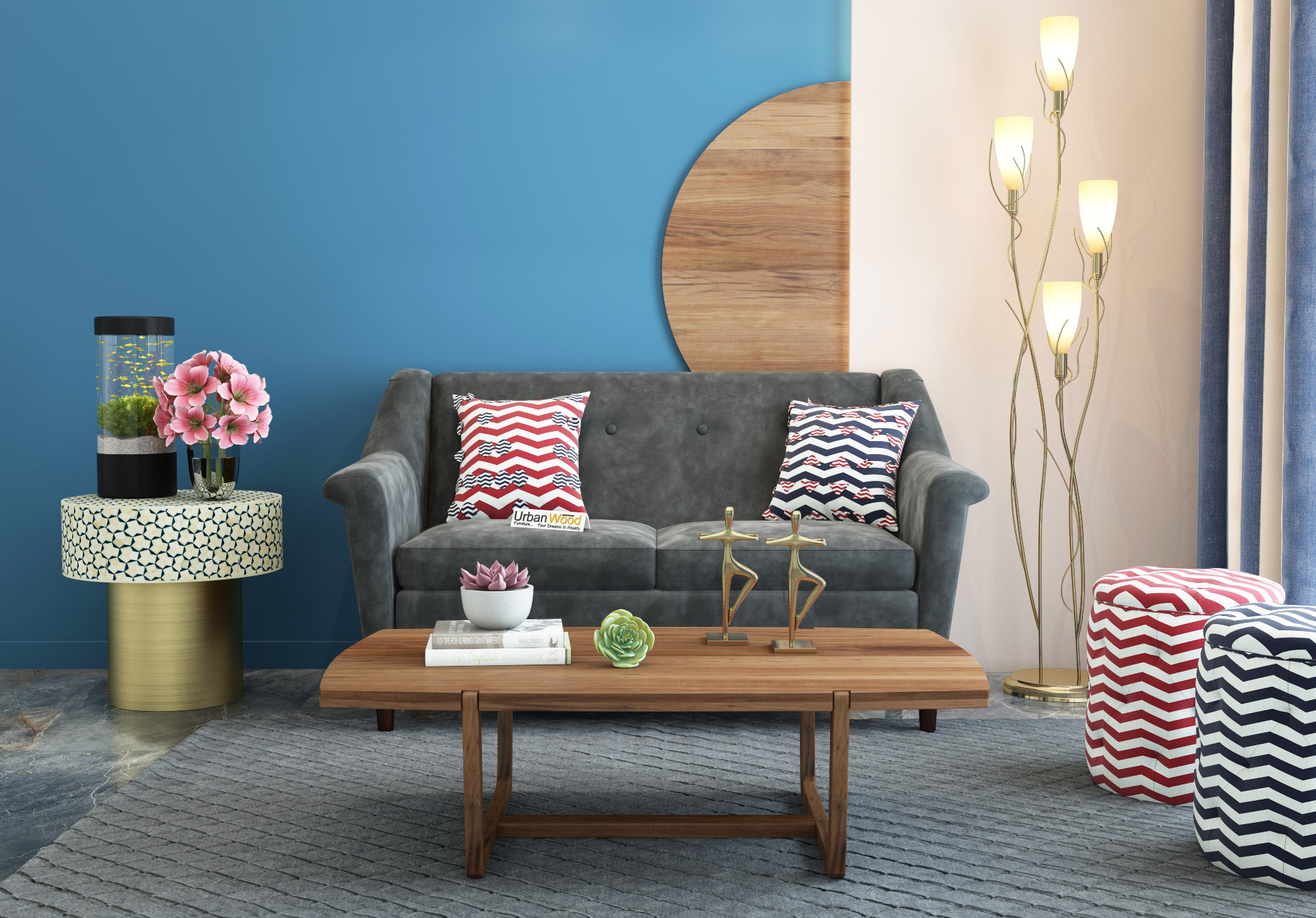 Orzo Loveseats ( Fabric, Stone grey )