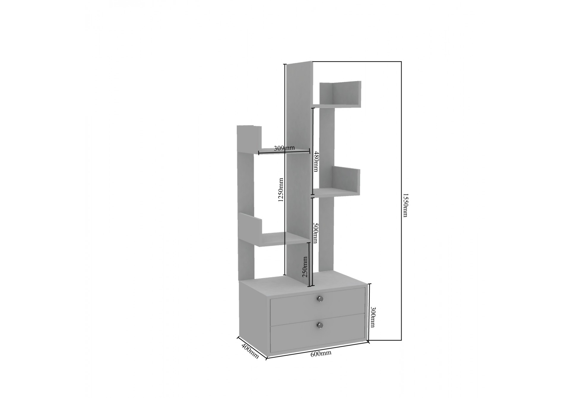 Oury Modular Bookshelf ( Forsty White, Walnut )