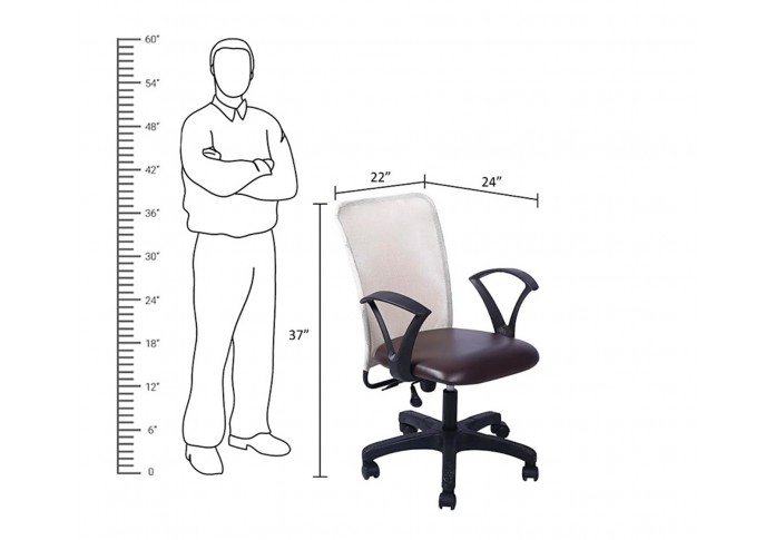 Petrik Office Chair (Forsty White + Brown)