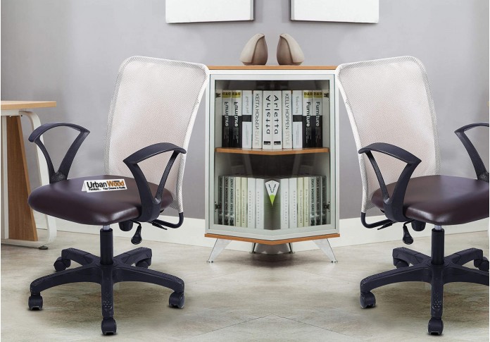 Petrik Office Chair (Forsty White + Brown)