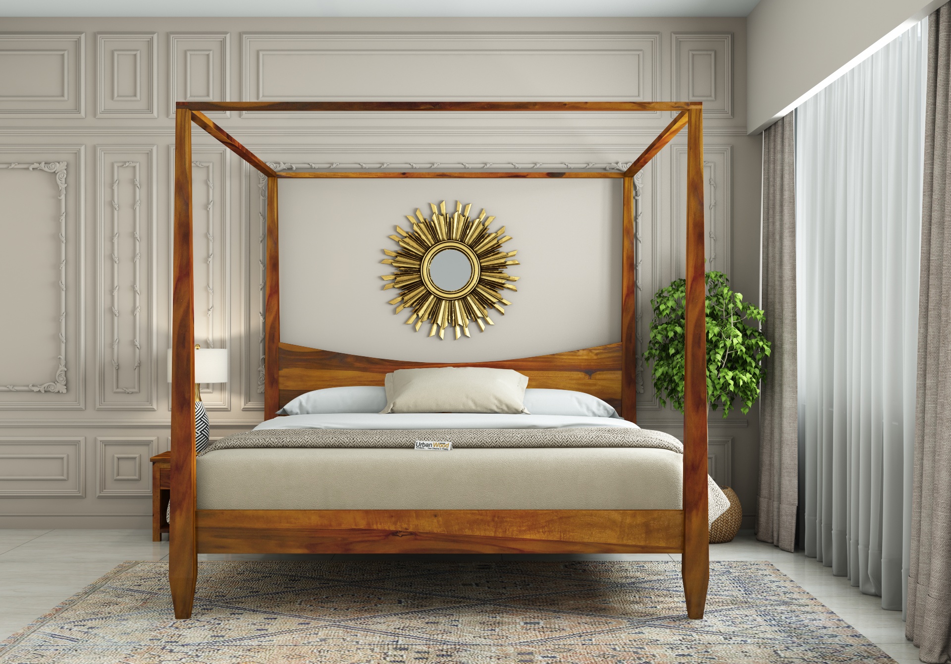 Flora Poster Bed (King Size, Honey Finish)