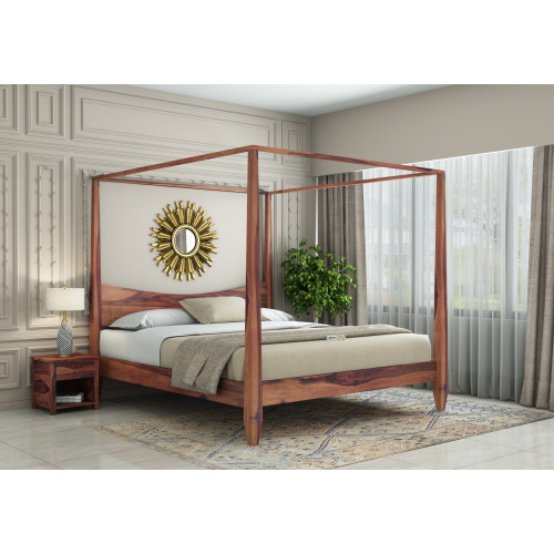 Flora Poster Bed (Queen Size, Teak Finish)