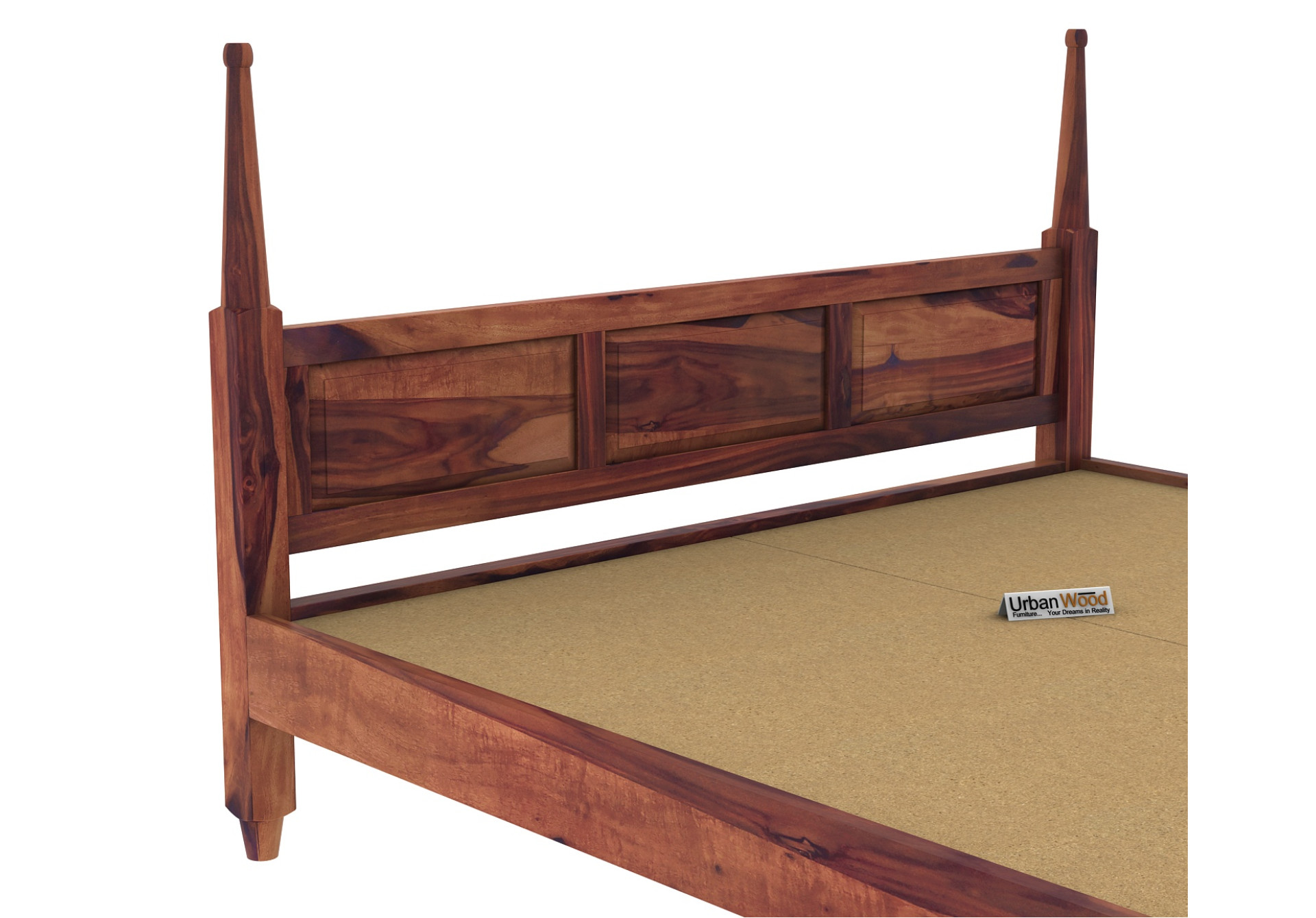 Half Canopy Poster Bed (Queen Size, Teak Finish)