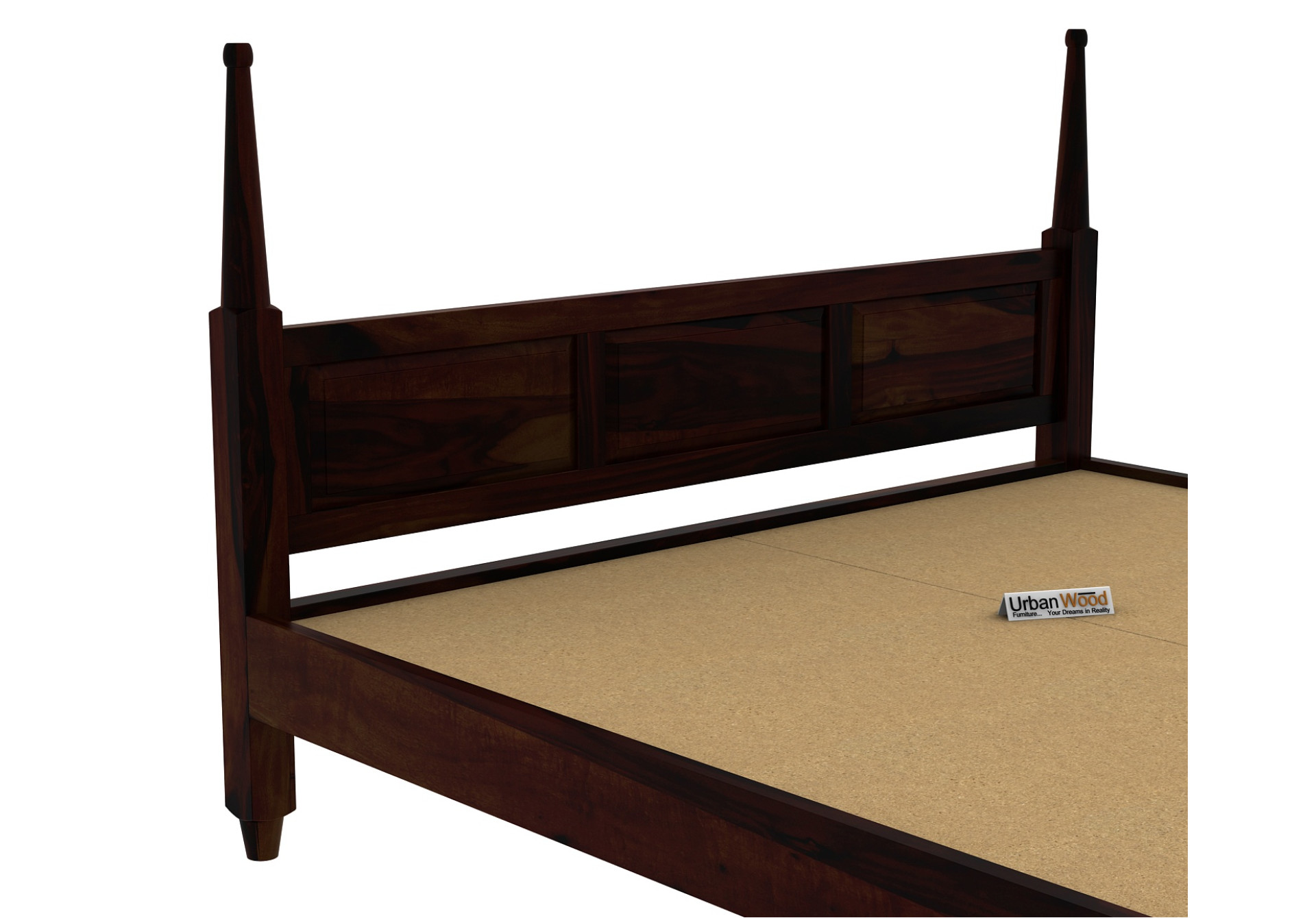 Half Canopy Poster Bed (Queen Size, Walnut Finish)