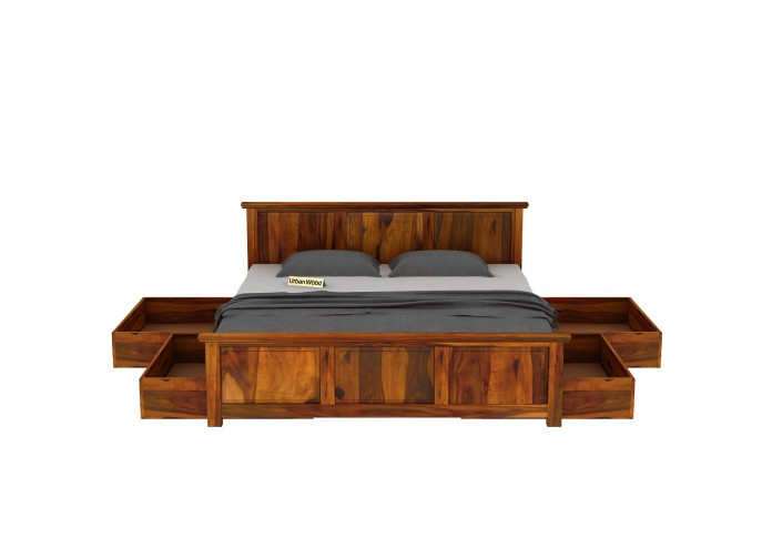 Babson Bed With Storage ( King Size, Honey Finish )