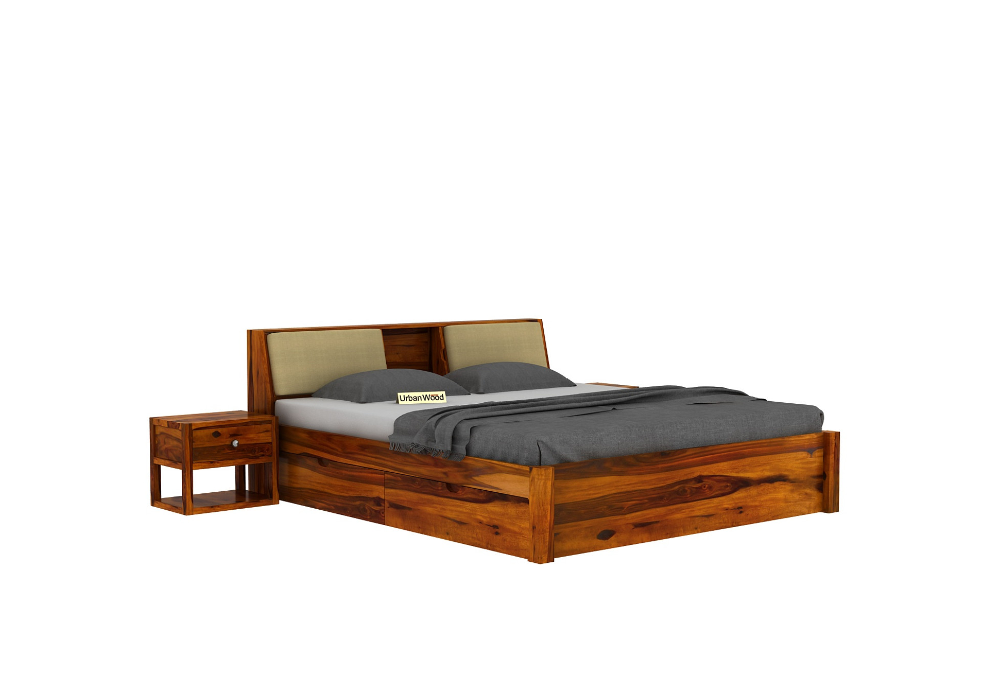 Laverock Bed With Storage (King Size, Honey Finish)