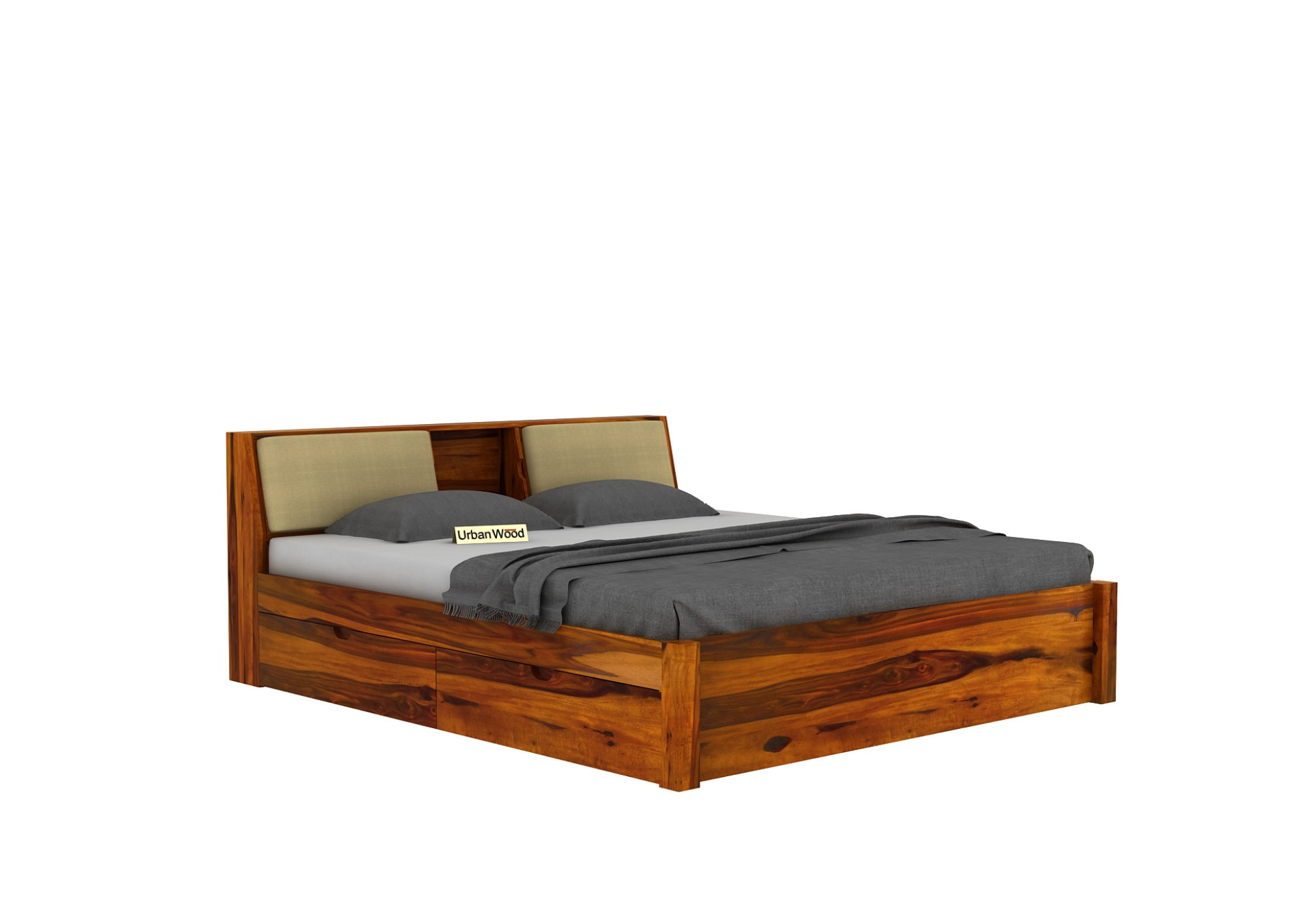 Laverock Bed With Storage (King Size, Honey Finish)