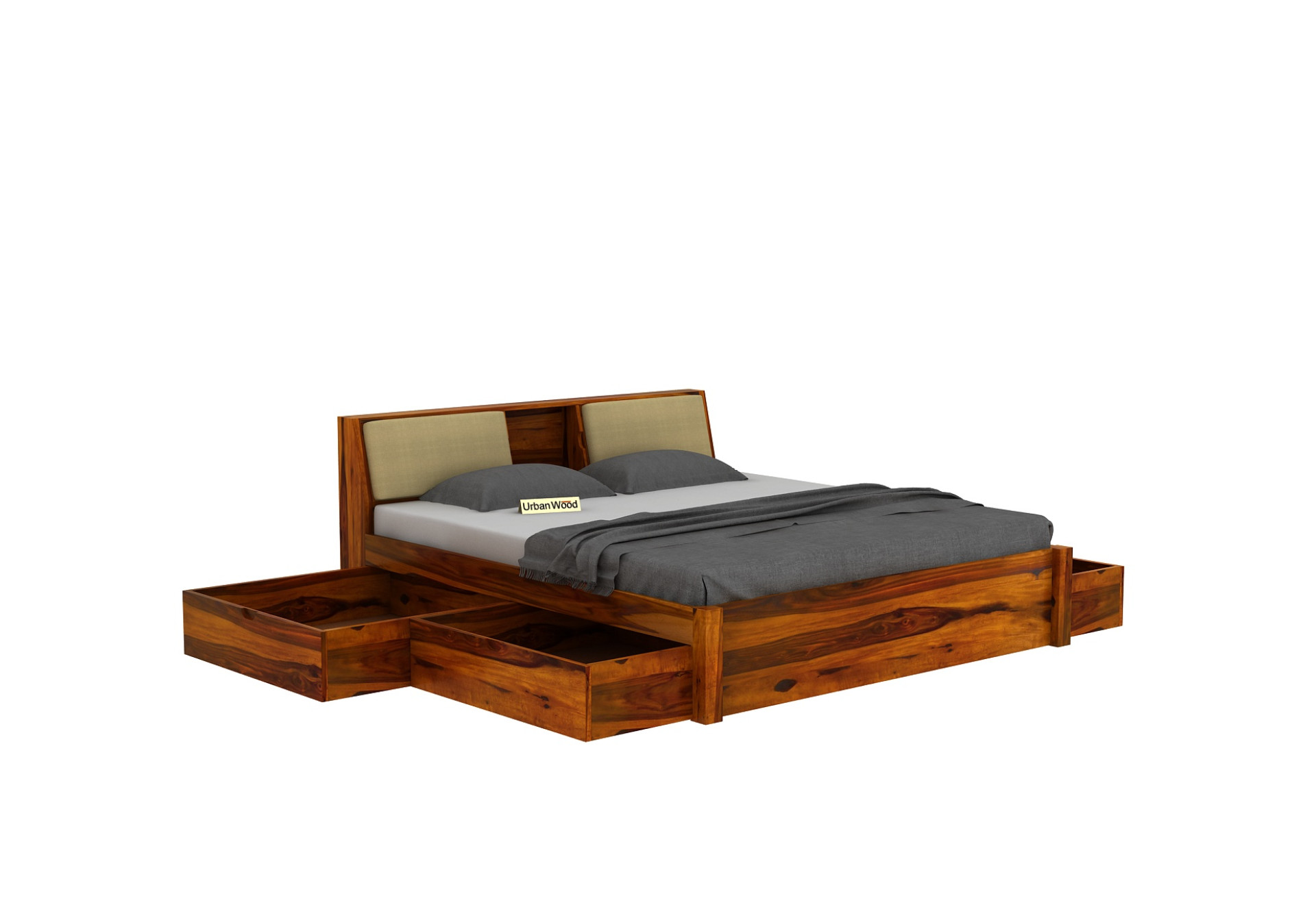 Laverock Bed With Storage (King Size, Honey Finish)