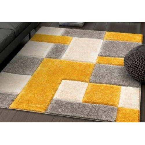 Jet Yellow & Grey Color Rugs ( 8 L x 5 W )