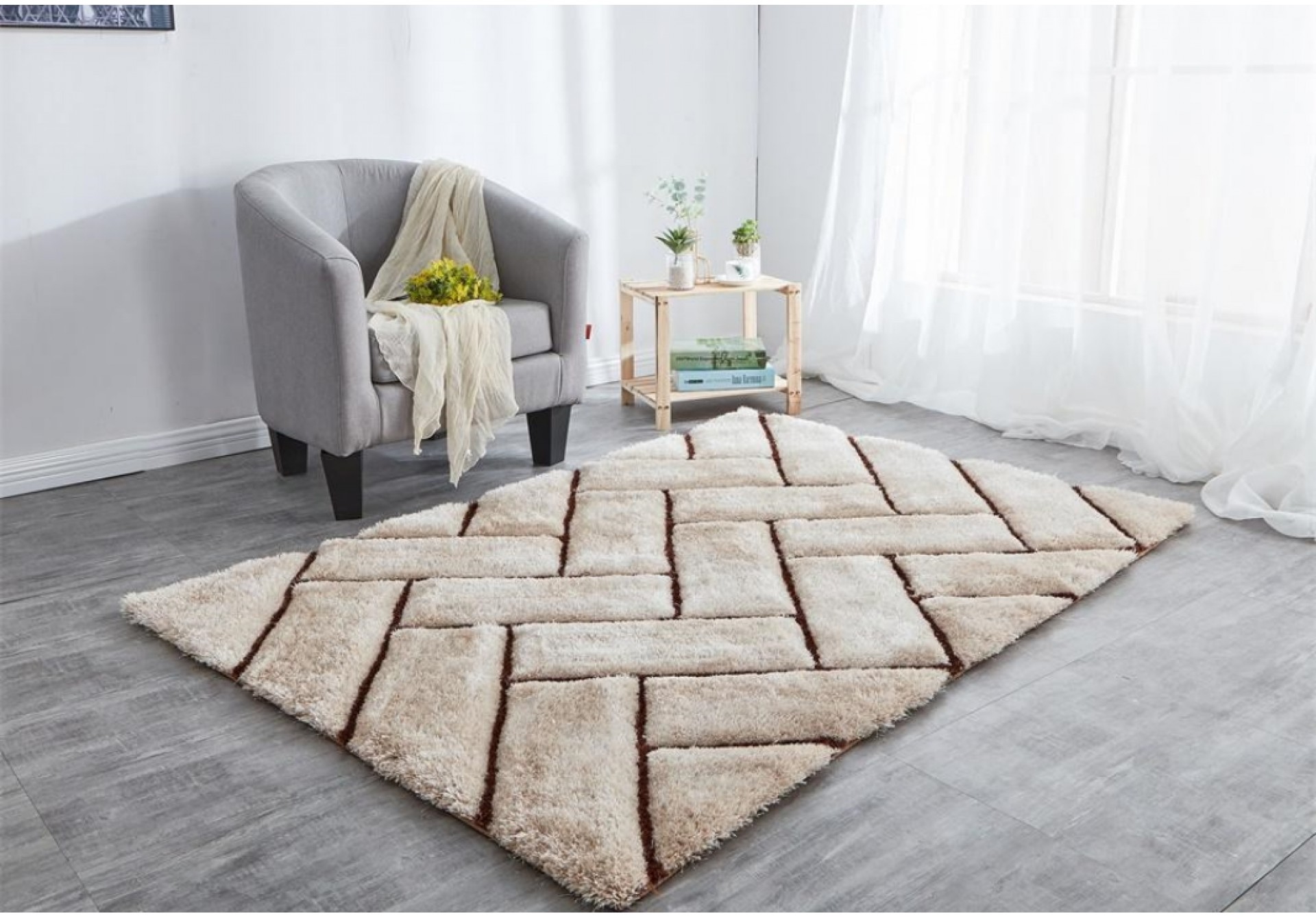 Melancholy Light Brown Colored Rugs
