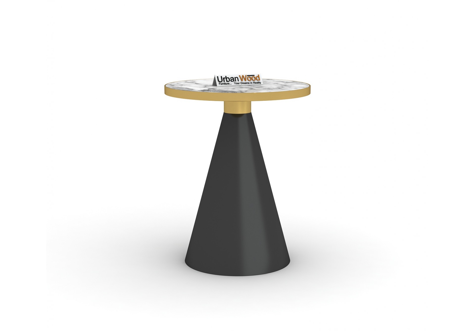 Ley Round End Table (Black & Golden Finish)