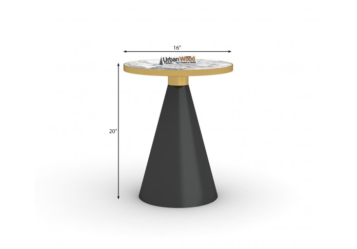 Ley Round End Table (Black & Golden Finish)