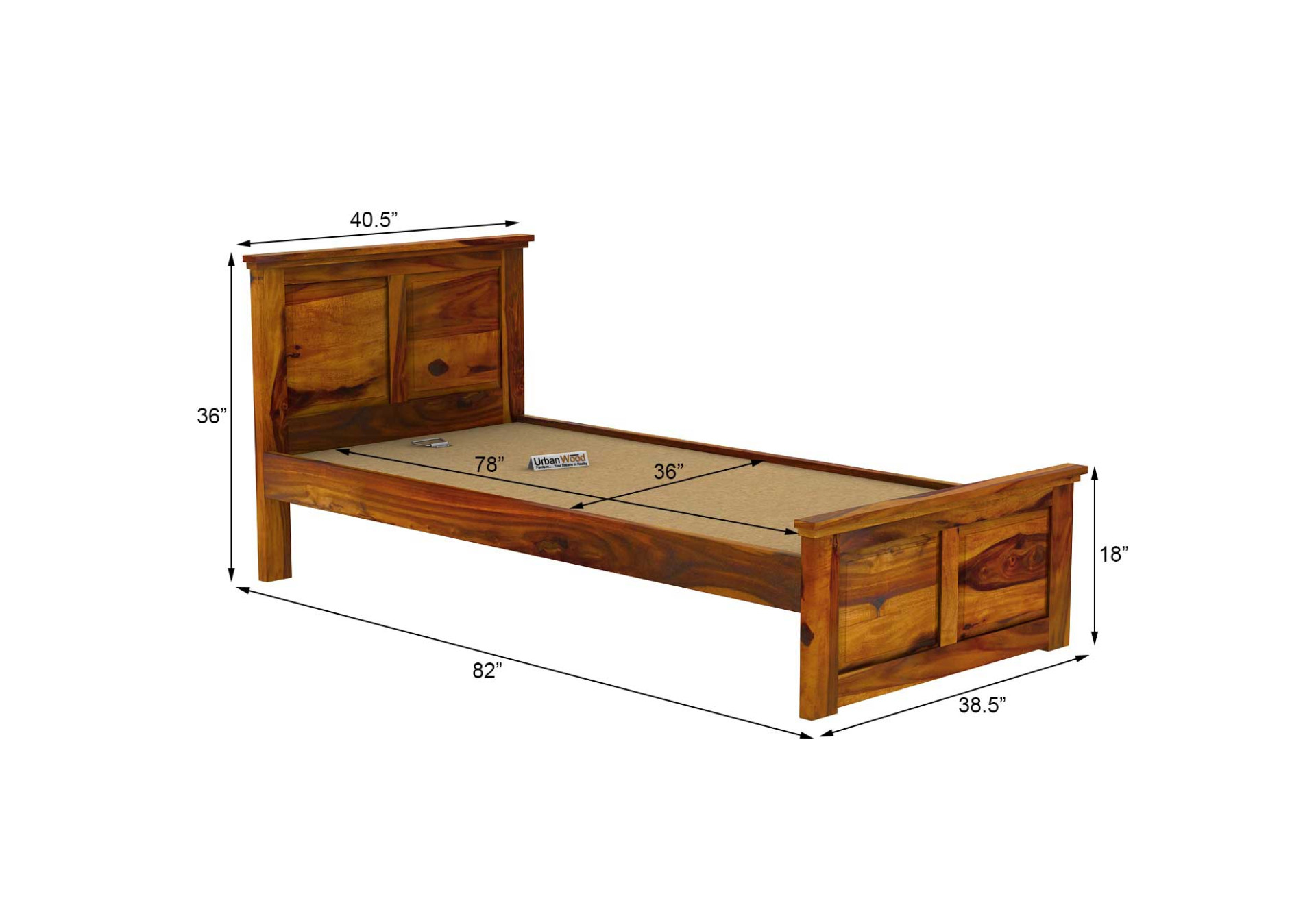 Babson Single Bed Without Storage ( Honey Finish )