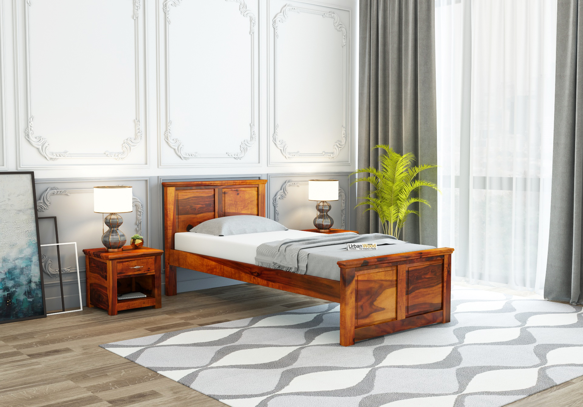 Babson single bed without storage <small>( Honey Finish )</small>