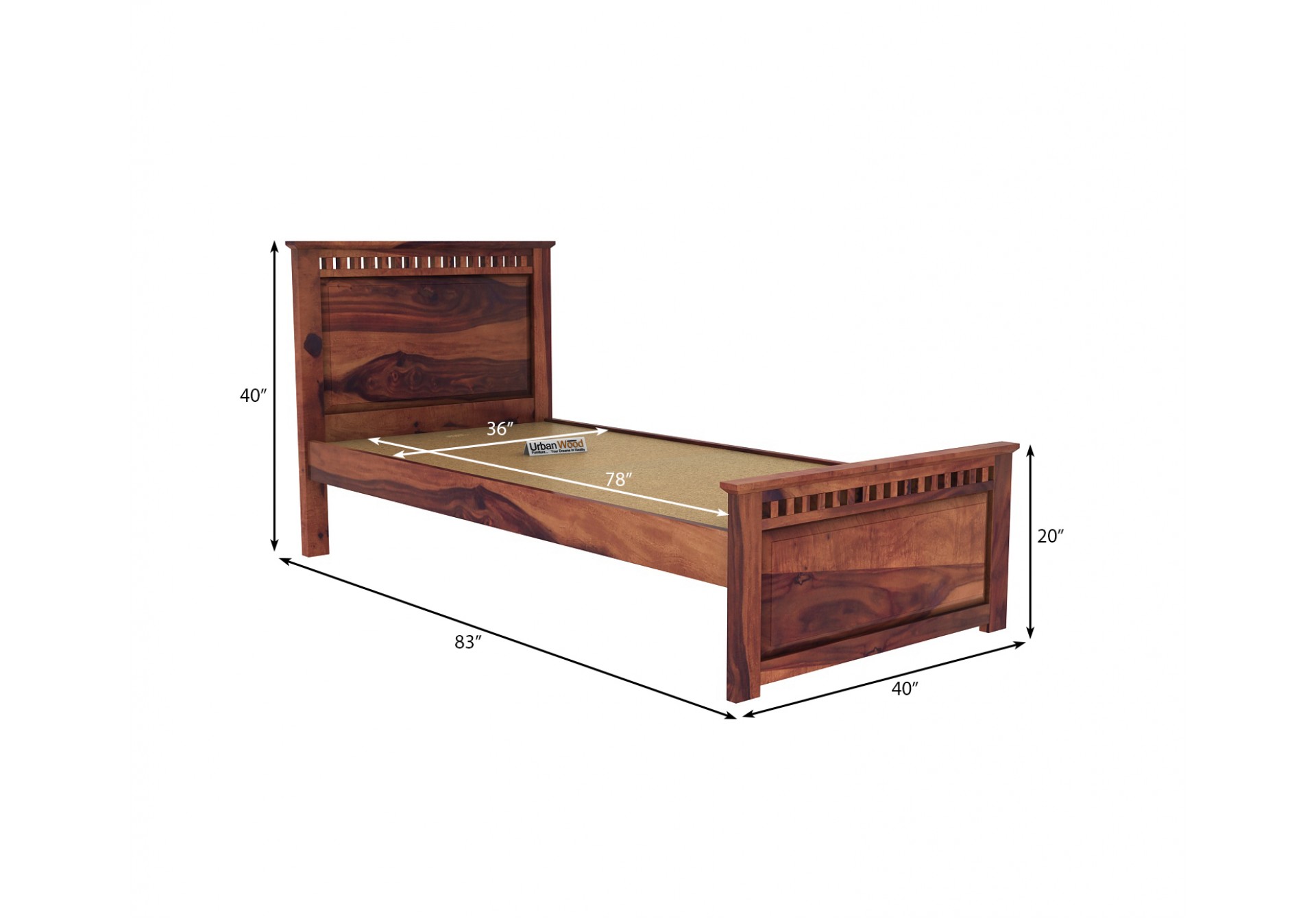 Fusion Single Bed Without Storage ( Teak Finish )
