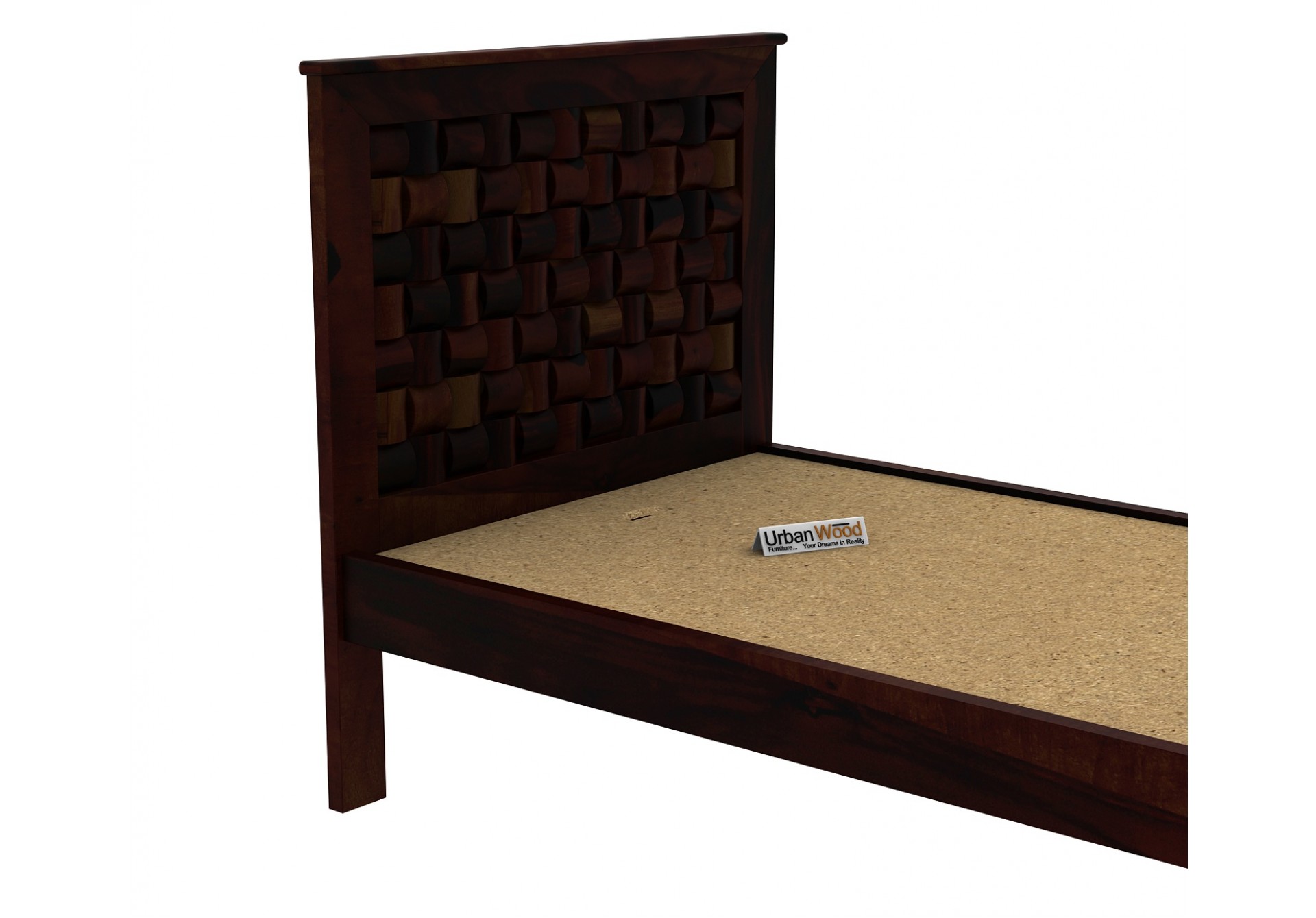 Hover Single Bed Without Storage ( Walnut Finish )