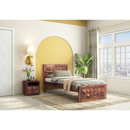 Morgana single bed without storage ( Teak Finish )