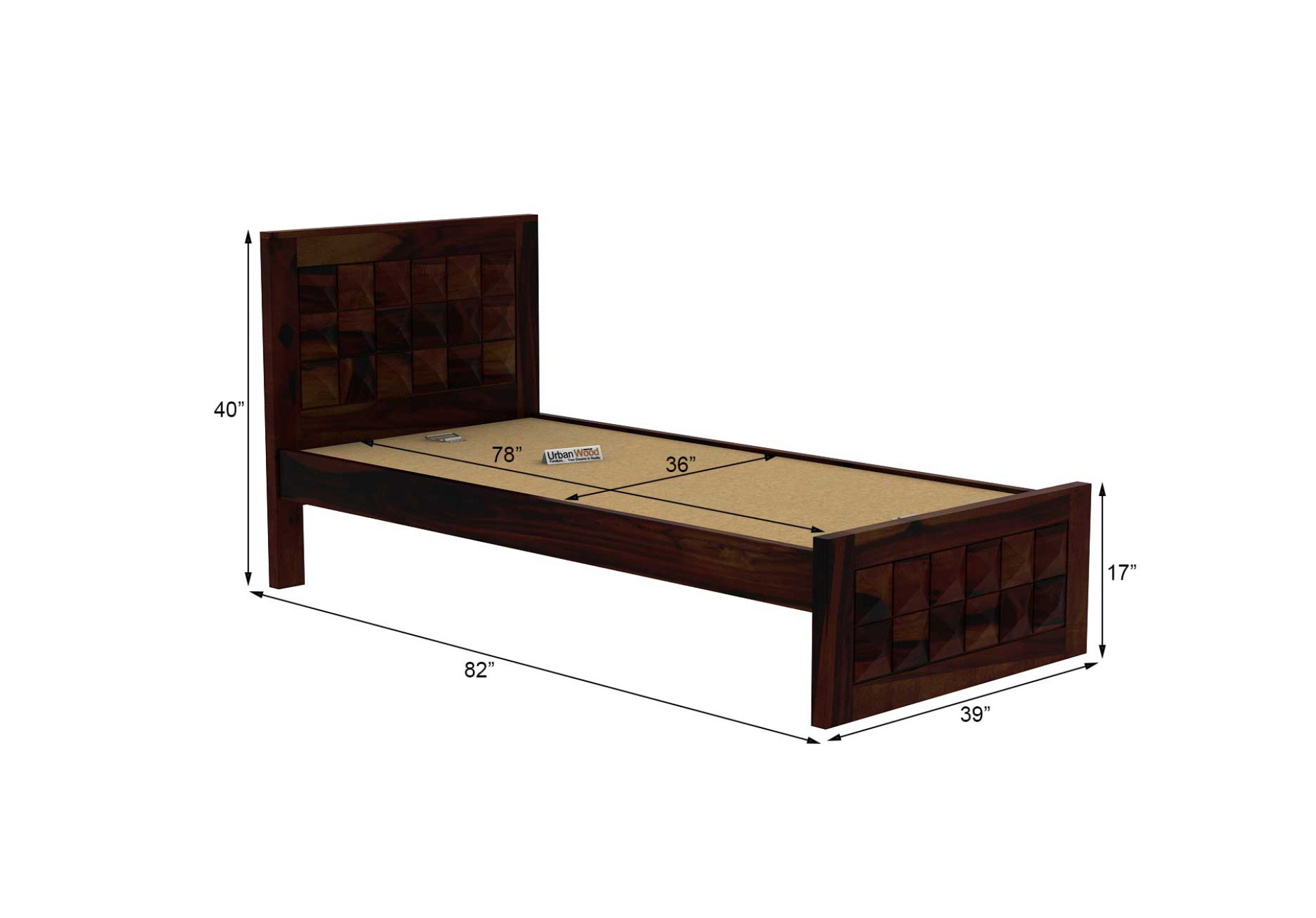 Morgana single bed without storage ( Walnut Finish )