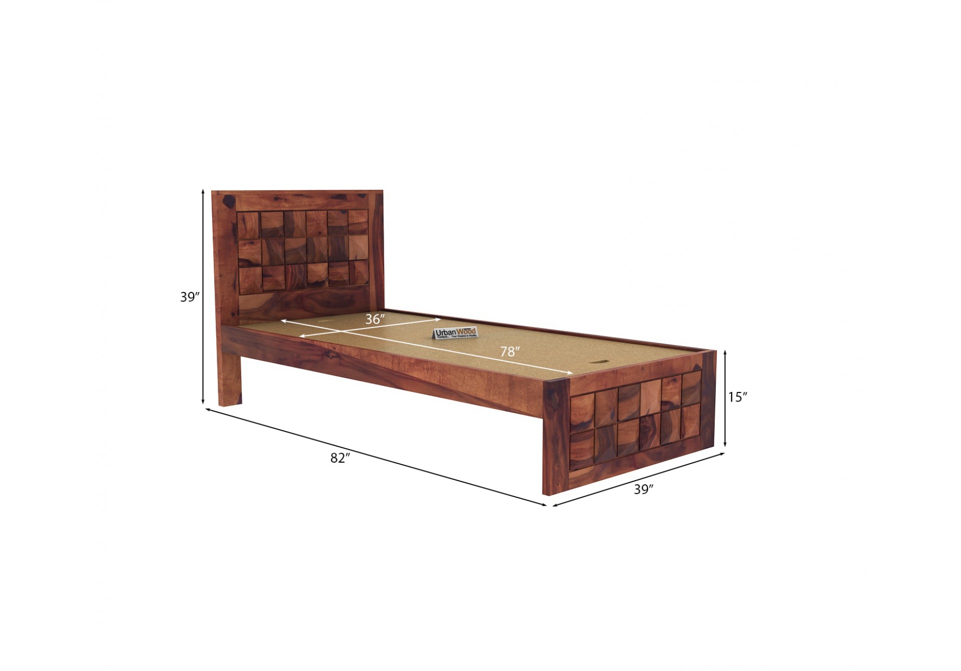 Morgana single bed without storage ( Teak Finish )