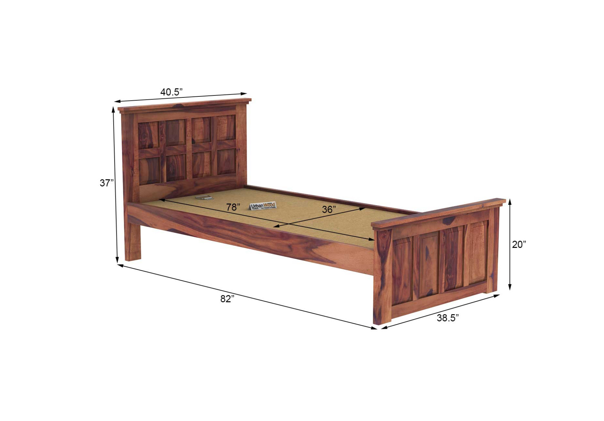 Thoms single bed without storage ( Teak Finish )