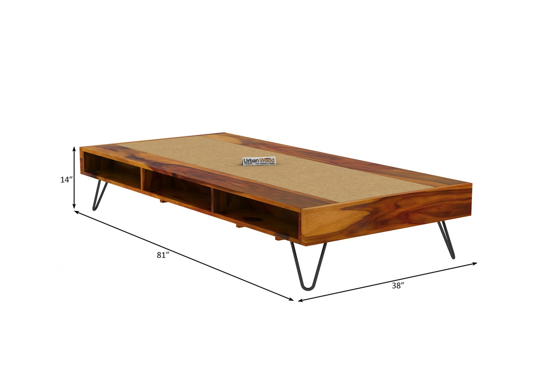 Canvas Platform Single Bed ( Honey Finish )