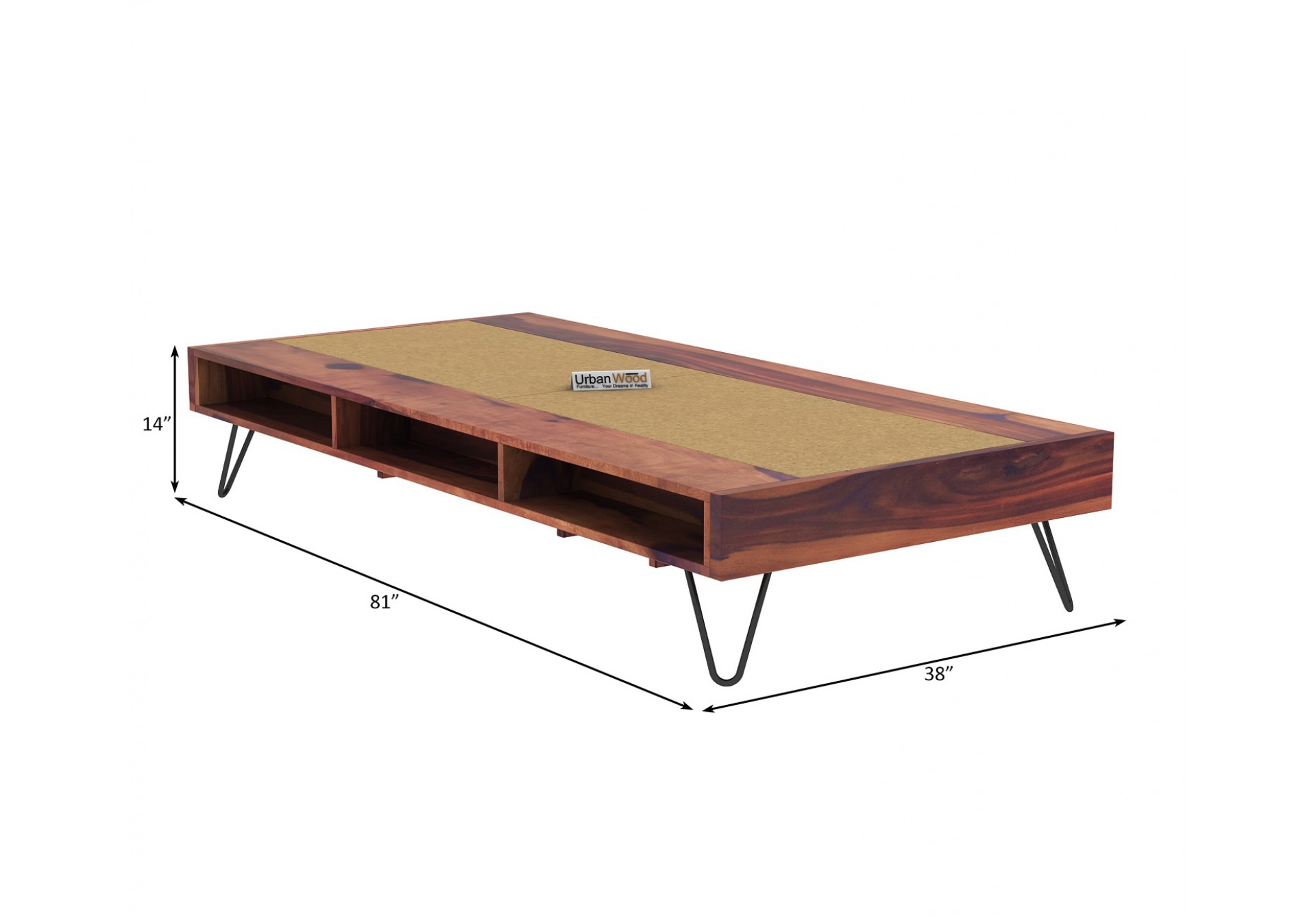 Canvas Platform Single Bed ( Teak Finish )