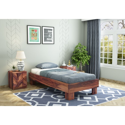 Trace Platform Single Bed ( Teak Finish )