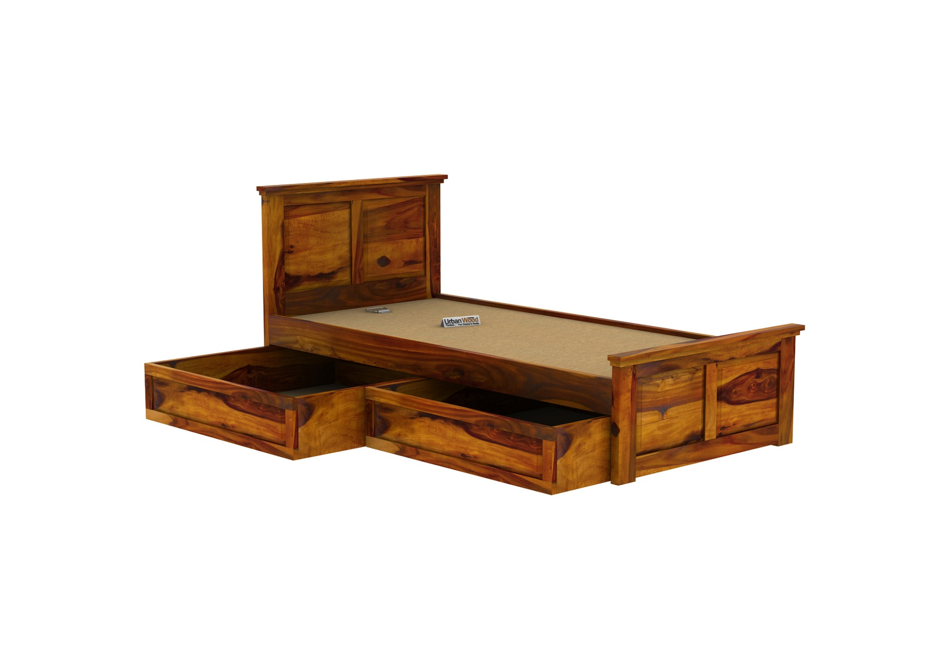Babson Single Bed With Drawer Storage ( Honey Finish )