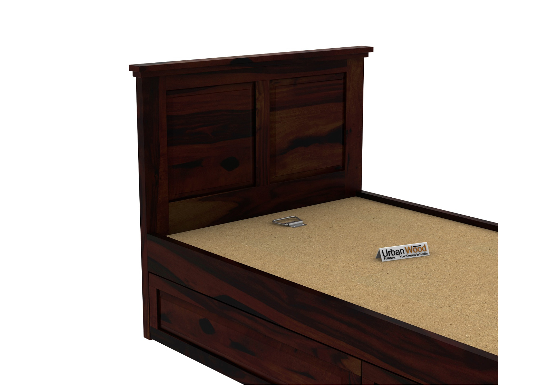 Babson Single Bed With Drawer Storage ( Walnut Finish )