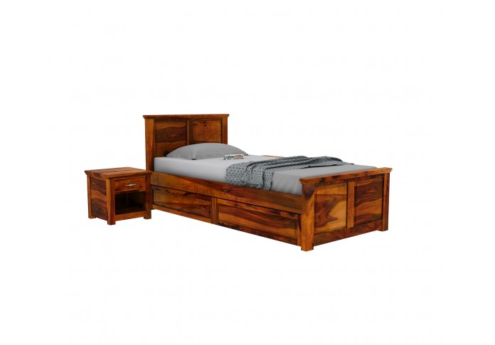 Babson Single Bed With Storage ( Honey Finish )