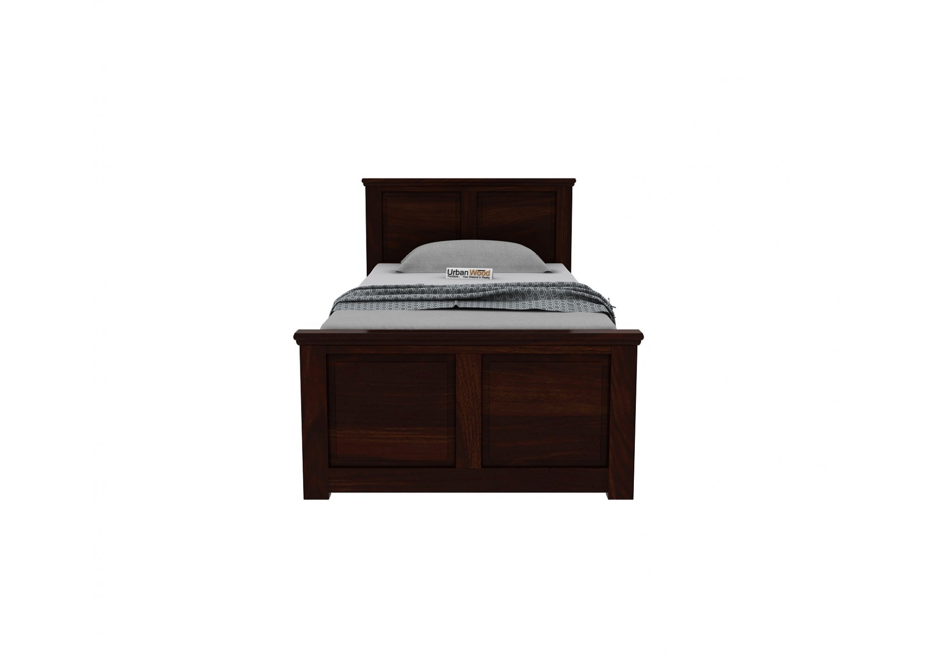 Custom Babson Single Bed With Storage ( Walnut Finish ) with 1 Bedside Table