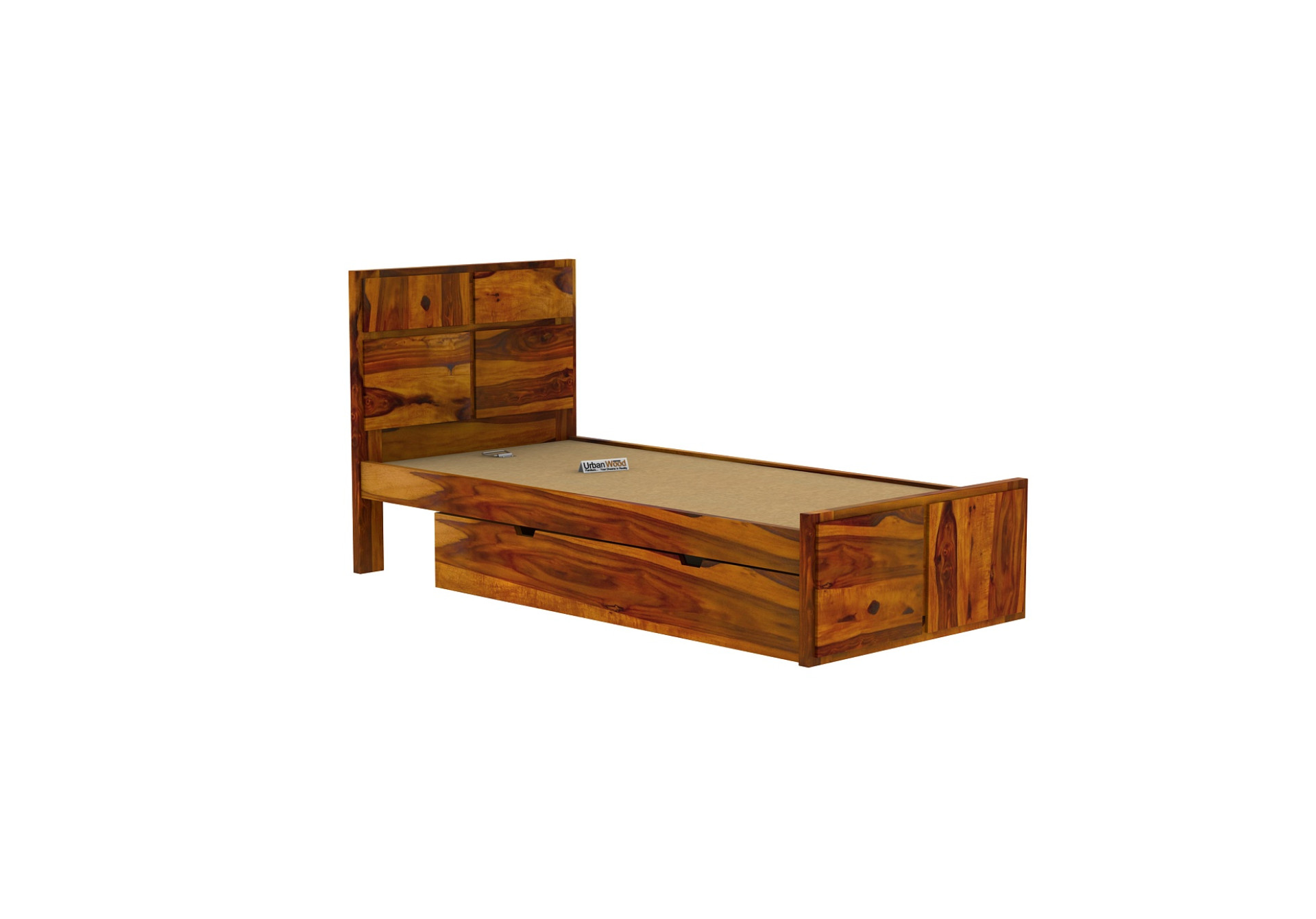 Bedswind Single Bed With Drawer Storage ( Honey Finish )