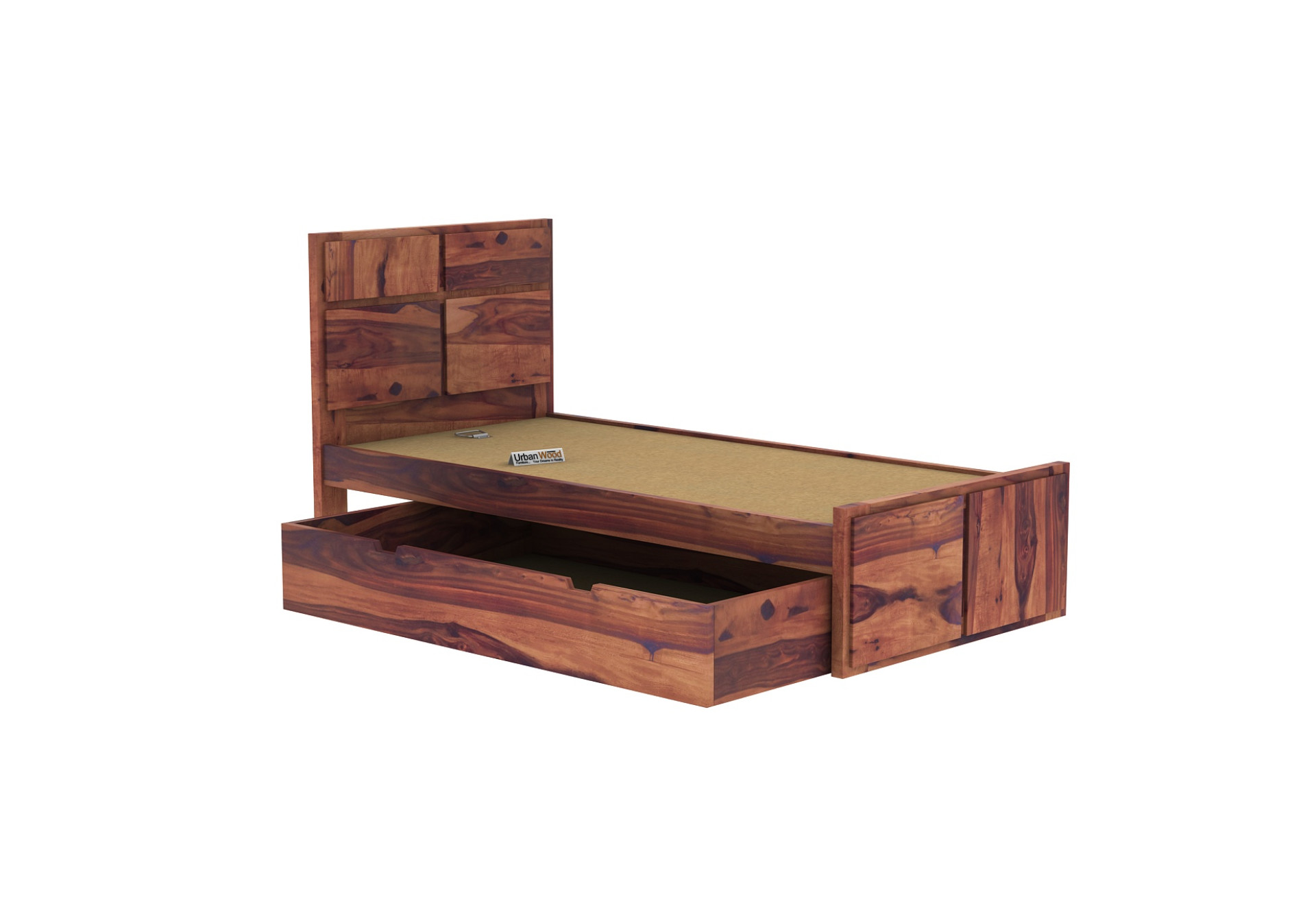 Bedswind Single Bed With Drawer Storage ( Teak Finish )